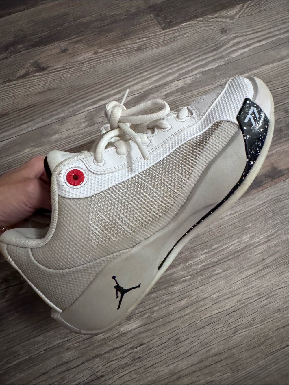 Nike youth boys Basketball shoes Cream and Black Low-Top Sneaker with Red Eyelet